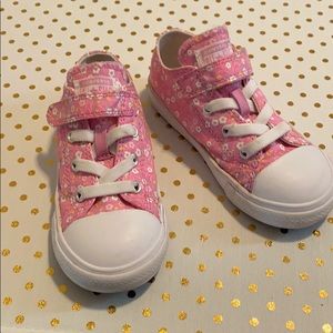 Pink and white Flower Converse for girls/toddler